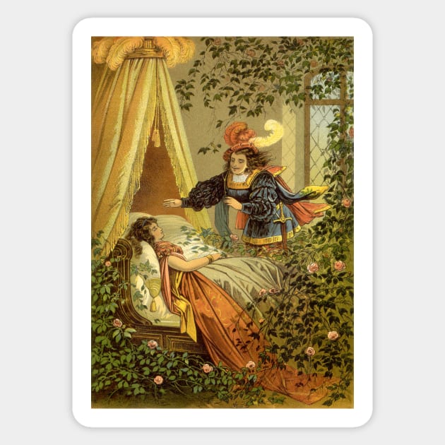 Vintage Fairy Tales, Sleeping Beauty by Carl Offterdinger Sticker by MasterpieceCafe